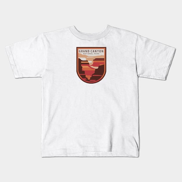 Grand Canyon National Park Travel Emblem Kids T-Shirt by Perspektiva